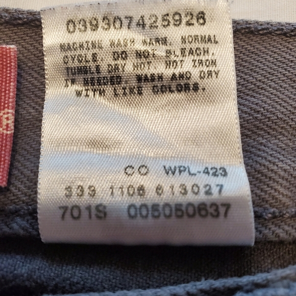 Levi's 505 Gray Jeans Denim Red Tab Regular Fit Straight Leg 40x30 Gray Patch - Picture 4 of 8